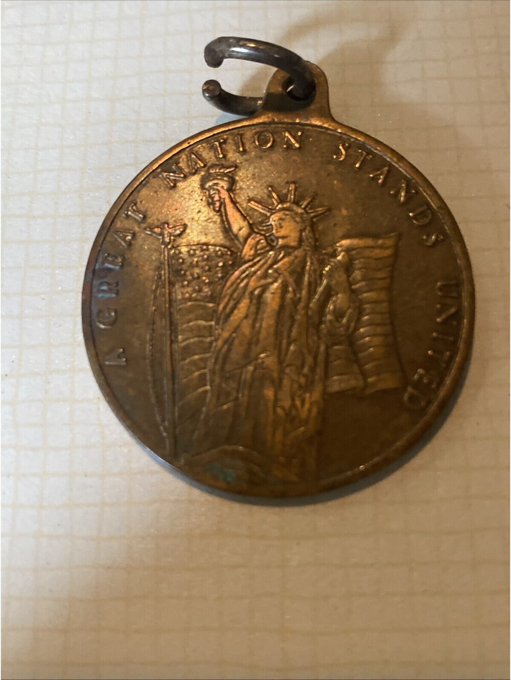Brass Keychain With Statue Of Liberty “Where People Make The Difference” 9/11